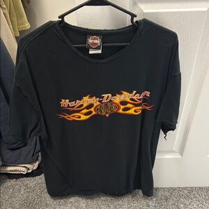 Harley-Davidson Black Tee with Orange Flame Design